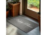 Brubaker Zerbino Per Interni Ed Esterni - Happy Place - 45 X 75 Cm - Zerbino Antiscivolo Con Scritte Glitterate - Resistente Alle Intemperie E Antiscivolo - Grigio