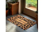 Zerbino Brubaker Per Interni Ed Esterni - Welcome Con Motivo Leopardato - Tappetino Antipolvere 45 X 75 Cm - Zerbino Resistente Alle Intemperie - Motivo Leopardato