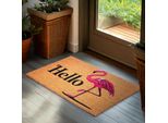 Zerbino Brubaker Per Interni Ed Esterni - Hello Flamingo - Zerbino Antipolvere 45 X 75 Cm - Zerbino In 100% Cocco - Resistente Alle Intemperie E Antiscivolo