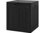 Costway Box Da Giardino 145L, Box Per Cuscini Con Coperchio Richiudibile E Look Rattan, Box Per Cuscini Resistente Alle Intemperie Per Piscina, Giardino, Terrazza Nero