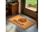 Brubaker Zerbino Di Halloween Per Interni Ed Esterni - Ciao Con Zucca Spaventosa - 45 X 75 Cm - Zerbino Antiscivolo Resistente Alle Intemperie E Antiscivolo