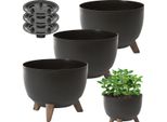 Set Di 3 Vasi Da Fiori Lamela | Roma | Ciotola | Nero | 24 Cm