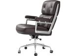 Sedia Da Ufficio, In Vera Pelle, Design Ergonomico, Marrone