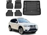 Omac Set Di Tappetini E Fodere Per Il Bagagliaio Per Bmw X3 F25 2010-2017 In Gomma Nera 5X