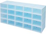 Scatole Per Scarpe, Set Da 20, Blu, Impilabili, In Pp/Abs Con Coperchio A Cerniera Trasparente, Pieghevoli