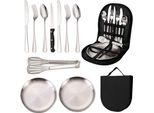 Set Di Stoviglie Da Campeggio 10 2 Persone Portatile In Acciaio Inox Posate Picnic Escursioni
