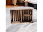 Holzkisten 2Er Set 50Cm Mit Ablage Vintage Geflammt