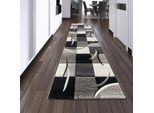 Tappeto Di Design Tappeto Moderno Tappeto Per Il Soggiorno Tappeto A Pelo Corto Con Motivo A Scacchi Sagomati Grigio Bianco Nero Dimensioni - 80 X 300 Cm