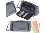 Astuccio Portamatite Scuola Doppio Astuccio Vanity Grigio