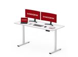 Sanodesk Scrivania Elettrica Regolabile In Altezza 120X60Cm Piano Unico, 4 Posizioni Di Stoccaggio, Portata 60 Kg, Protezione Anticollisione (Bianco)
