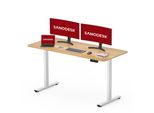 Sanodesk Scrivania Elettrica Regolabile In Altezza 120X60Cm Piano Unico, 4 Vani Portaoggetti, Portata 60 Kg, Protezione Anticollisione (Acero)