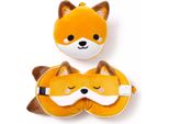 Relaxeazzz Adoramals Finnick La Volpe Maschera Per Dormire Con Cuscino Da Viaggio Rotondo