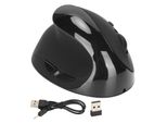 Mouse Verticale Per Mancini - 2.4G Wireless, Ergonomico, Ricaricabile Con Adattatore Usb, Dpi Regolabile Per Pc - Nero