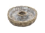 Fioriera In Rattan Naturale Con Foglio Per Esterni - 40 Cm - Anello Di Legno Per La Semina Diretta