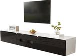 Mobile Tv Fortuna Lai L180 Cm Bianco E Nero - Finitura Lucida, Led A 16 Colori, Montaggio A Parete