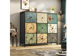 Cassettiera Fortuna Lai Con 9 Cassetti In Tessuto, Credenza Per Cucina, Ufficio E Corridoio, Mobile Tv