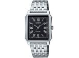 Quarzuhr, Schwarz (Edelstahlfarben, Schwarz), Casio Timeless Collection, Armbanduhren, Damen, Quarzuhr, Armbanduhr, Damenuhr, Herrenuhr, Edelstahlarmband, Analog