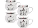 Orion | Set Di Tazze Da Caffe - 300 Ml - 4 Pezzi - Design Gatto - Ceramica - Lavabile In Lavastoviglie