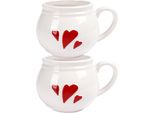 Orion | Set Di Tazze In Ceramica - 430 Ml - 2 Pezzi - Bianco - Design A Cuore - Lavabile In Lavastoviglie