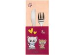 Orion | Borsa Portaposate - Rosa - 21 X 9 Cm - Tovaglioli Per Posate - Per Feste - Motivo Gatto