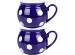 Orion | Set Di Tazze Da Caffe - 850 Ml - Blu Con Puntini Bianchi - 2 Pezzi - Lavabile In Lavastoviglie - Ceramica
