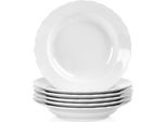 Orion | Set Di Piatti Da Portata - Bianco - 6 Pezzi - 24 Cm - 350 Ml - Piatto In Porcellana - Piatto Fondo