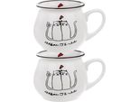 Orion | Set Di Tazze Da Caffe - 300 Ml - 2 Pezzi - Design Gatto - Ceramica - Lavabile In Lavastoviglie