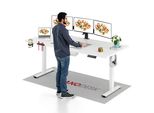 Sanodesk Scrivania Regolabile In Altezza 200X80Cm Elettrica Con 4 Funzioni Di Memoria, Protezione Anticollisione, Portata 70Kg, Con Gancio E Contenitore (Bianco)