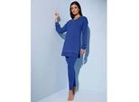 Hausanzug FEEL GOOD, Damen, Gr. 36/38, blau (royalblau), 62% Viskose, 33% Modal, 5% Elasthan, Homewear-Sets Hausanzug