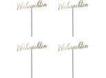 Deko-Schriftzug Creativ Deco "Weihnachtsdeko", Gold (Goldfarben), B:22Cm H:24Cm, Metall, Dekofiguren, Zum Stecken