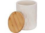 Wenko Lattina Di Stoccaggio 0,4 L Lattina Di Stoccaggio Coperchio Di Bambù Lattina Di Ceramica Bianco Marrone