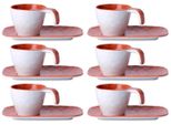 Tazza Da Caffè Espresso Con Piattino - Harmony Coral - Edizione Estiva Set Da 6