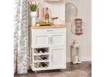 Sobuy Carrello Portavivande Carrello Da Cucina Con Piano Di Lavoro Carrello Con Cassetti Portabottiglie Isola Da Cucina Scaffale Per Cucina Sala Da Pranzo Esterno Bianco FKW45-WN