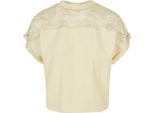 DáMské TričKo Urban Classics Ladies Short Oversized Lace Tee Softyellow - 3XL