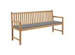 Vidaxl Panca Da Giardino Con Cuscino Grigio 175 Cm In Legno Massiccio Di Teak