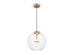 Lampada A Sospensione Led, Oro, Vetro Trasparente, Regolabile In Altezza H 65 Cm