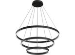 Lampada A Sospensione A Led, Alluminio Nero, Anelli Regolabili, H 120 Cm
