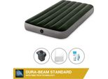 Letto Gonfiabile Intex - 1 Persona - 99 X 191 X 25 Cm - Verde + Pompa Elettrica Intex - 650 Litri/Min + Lenzuola Bianche + Kit Di Riparazione