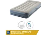 Intex Airbed - 1 Persona - 99 X 191 X 30 Cm - Grigio - Con Pompa Incorporata, Lenzuolo Bianco E Kit Di Riparazione