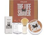 Menrock The Life Shaver Crema Da Barba Al Sandalo 100 Ml + Pennello Da Barba + Supporto Per Pennello + Rasoio + Lame Per Rasoio