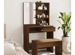 The Living Store Comodino Con Specchio In Rovere Marrone 74,5X40X141 Cm