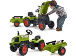 Trattore Falk Claas Verde Su Pedali Rimorchio Di Corna Da 2 Anni.