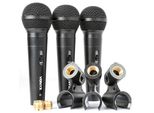 Vonyx VX1800S - Set Di Microfoni , Microfoni Vocali , Microfoni Dinamici , Per Uso Parlato E Dj , 3 X Microfono + 3 X Portamicrofono , Unidirezionale Cardioide , Nero