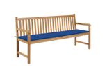Vidaxl Panca Da Giardino Con Cuscino Blu Reale 175 Cm In Legno Massiccio Di Teak