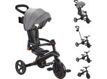 Globber Explorer Trike Foldable 4In1 - Passeggino, Triciclo, Balance Bike, 10/8,5 Pollici, Pieghevole, Regolabile In Altezza, Grigio