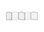 Pawhut Cancelletto Barriera Per Cani In 5 Pezzi, 254,5 X 61 Cm Cancelletto Pieghevole Per Cani Con Porta, Cancelletto Di Protezione Per Porte Con 2 Piedini Di Sostegno, Cancelletto Autoportante Per Scale Da Cucina