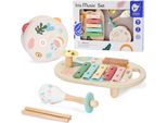 Mondo Classico Set Di Strumenti Musicali Per Bambini Cimbali Tamburo Sonaglio 5 Pz.
