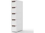 Costway Armadio Stretto Per Piccoli Spazi, Mobile Organizzatore Con 3/4/5/6 Cassetti E Ruote Integrate, Carrello In Plastica Bianca