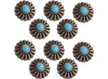 10 Set Di Pomelli A Vite Da 16,5 Mm In Bronzo A Forma Di Fiore Conchos Blu Turchese Con Viti Da 4,5 Mm -Ph -PH- Per La Decorazione