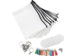 Sublimazione Sacchetto Cosmetico Spazi Vuoti Set Fai Da Te Trasferimento Termico Vuoto Rotondo Acrilico Portachiavi Nappe Kit